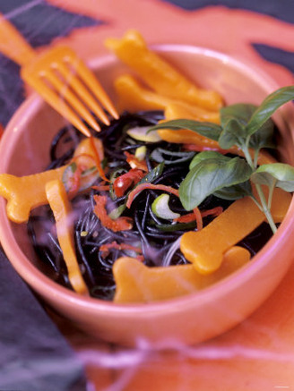 Black Pasta Salad for Halloween