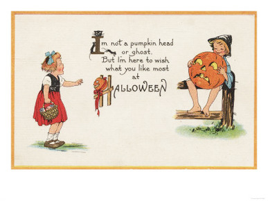 Halloween Greeting - Kid on Fence