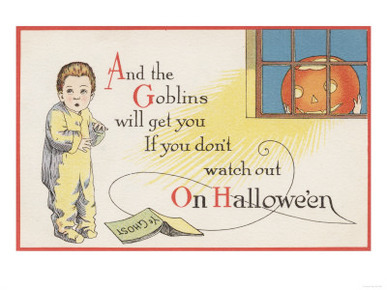 Halloween Greeting - Goblin in Window