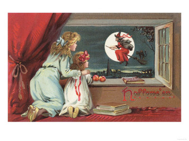 Halloween Greeting - Witch from the Window