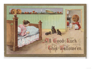 Halloween Greeting - Kid in Bed