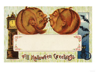 All Halloween Greetings - Pumpkins Kissing