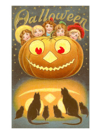 Halloween, Children behind Jack O'Lantern