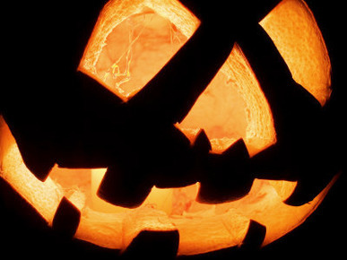 Halloween Jack-O' Lantern at Night