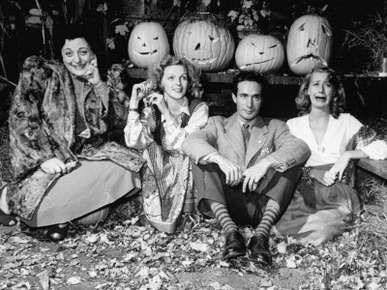 Radio Actress Adelaide Klein and June Havoc Sitting with Doris Dudley at Her Halloween Party