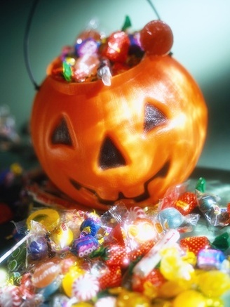 Halloween Candy in Jack O'Lantern Pail